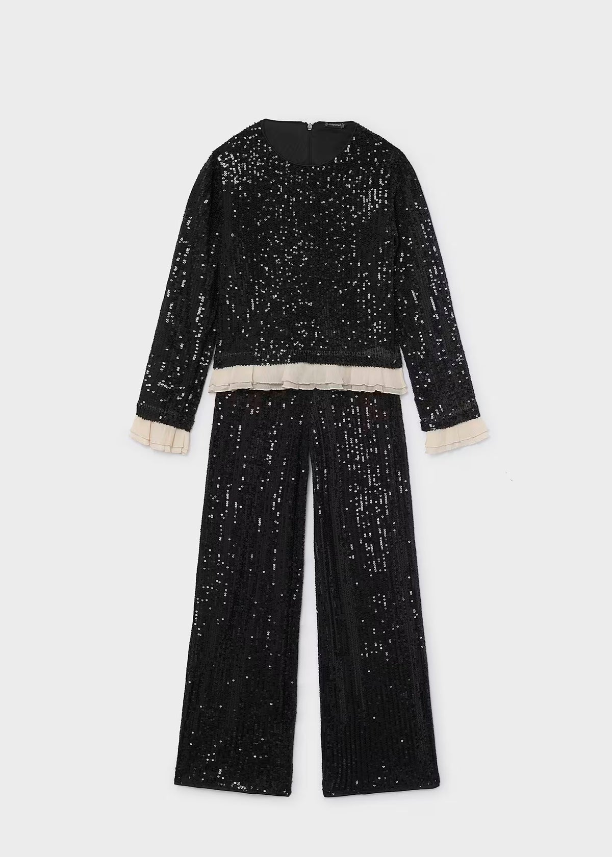 Conjunto pantalón y blusa lentejuela negro