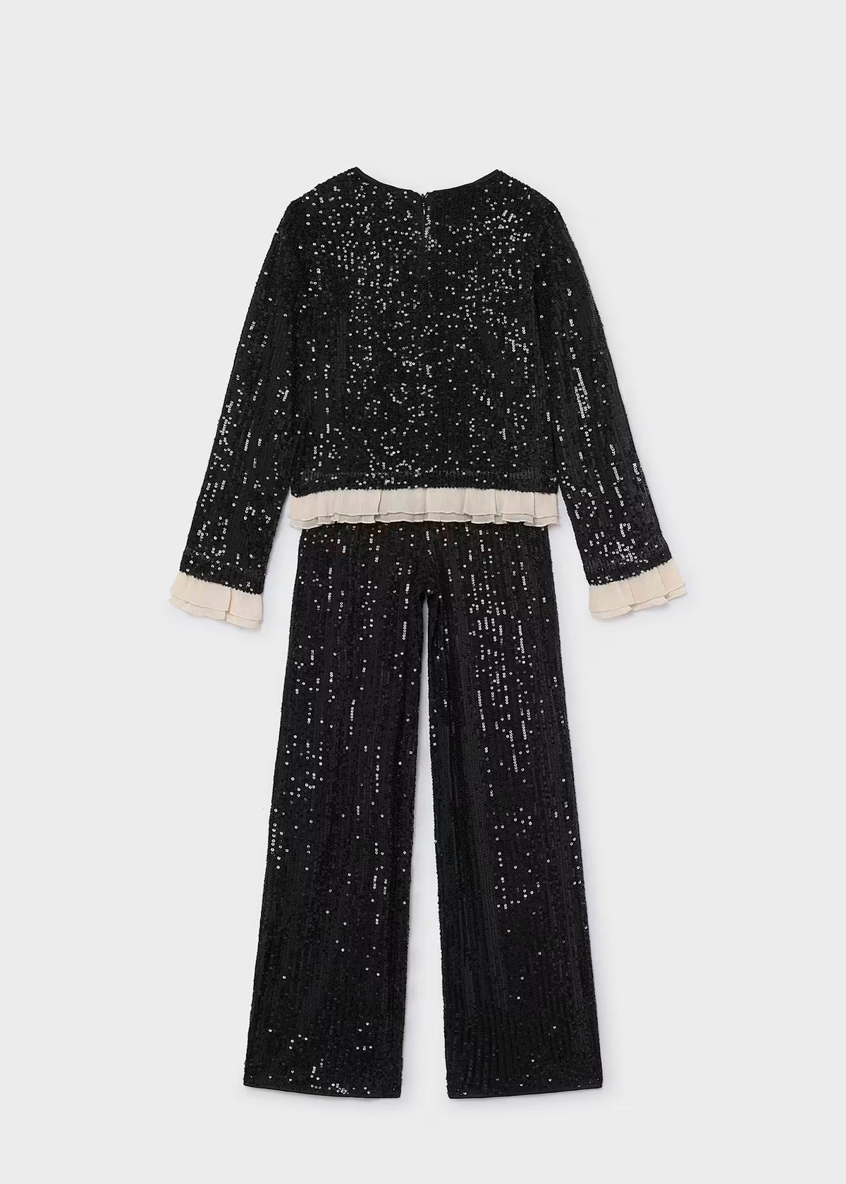 Conjunto pantalón y blusa lentejuela negro