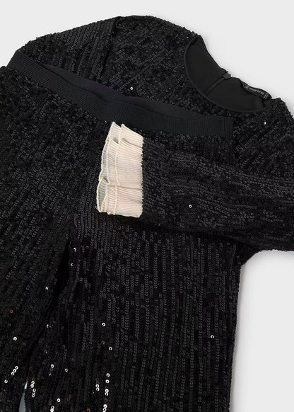 Conjunto pantalón y blusa lentejuela negro