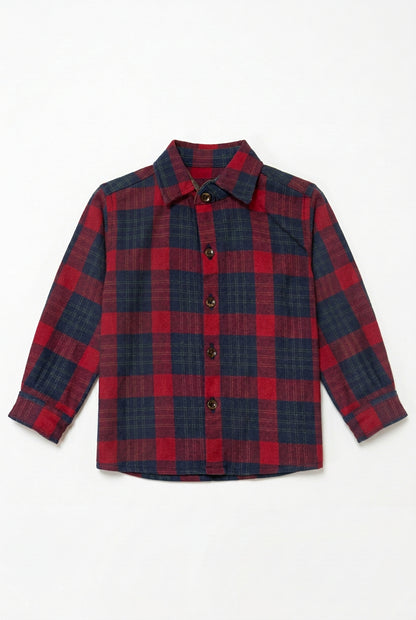 camisa franela cuadros azul y rojo