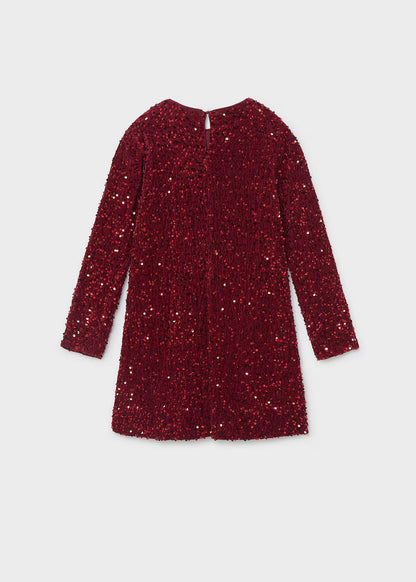 Vestido lentejuelas terciopelo rojo granate