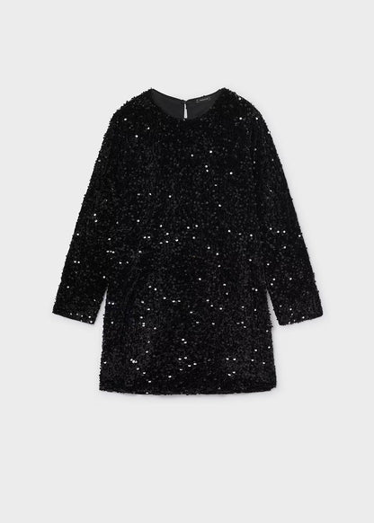 Vestido lentejuelas terciopelo negro