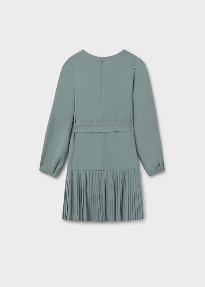 Vestido plisado crepe color jade