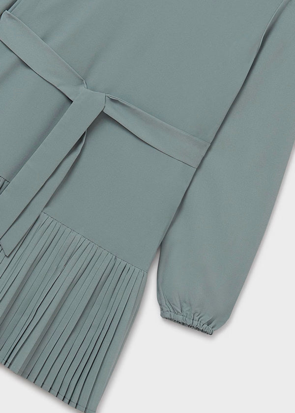 Vestido plisado crepe color jade