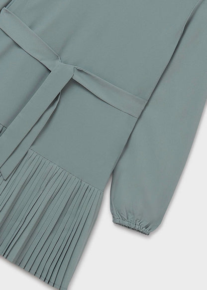 Vestido plisado crepe color jade