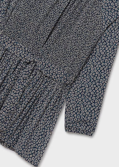 Vestido estampado, plisado estampado petróleo