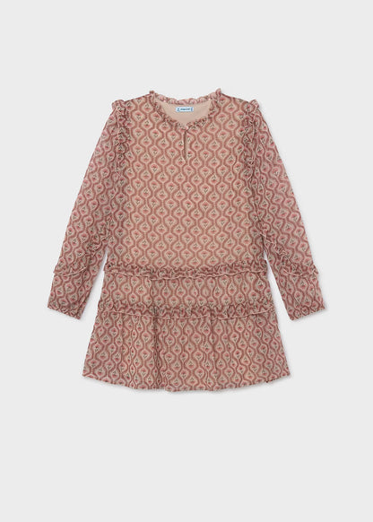 Vestido bambula estampado tonos rosado