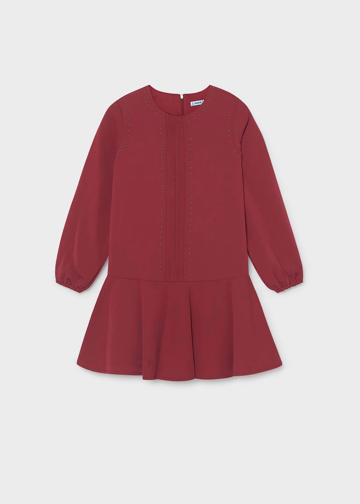Vestido tachuelas rojo granate