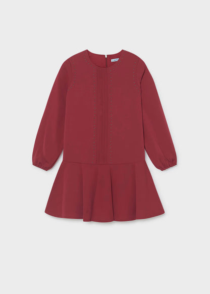 Vestido tachuelas rojo granate