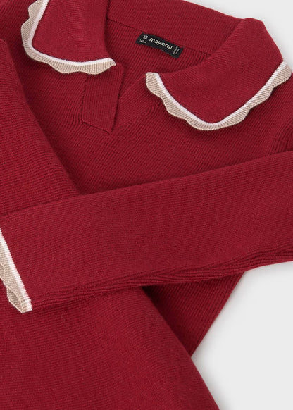 Conjunto falda y jersey manga larga color rojo granate