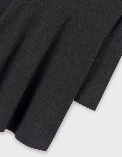 vestido nudo, manga larga, color plomo