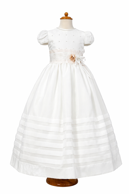 Vestido de comunión perla talle con cinto