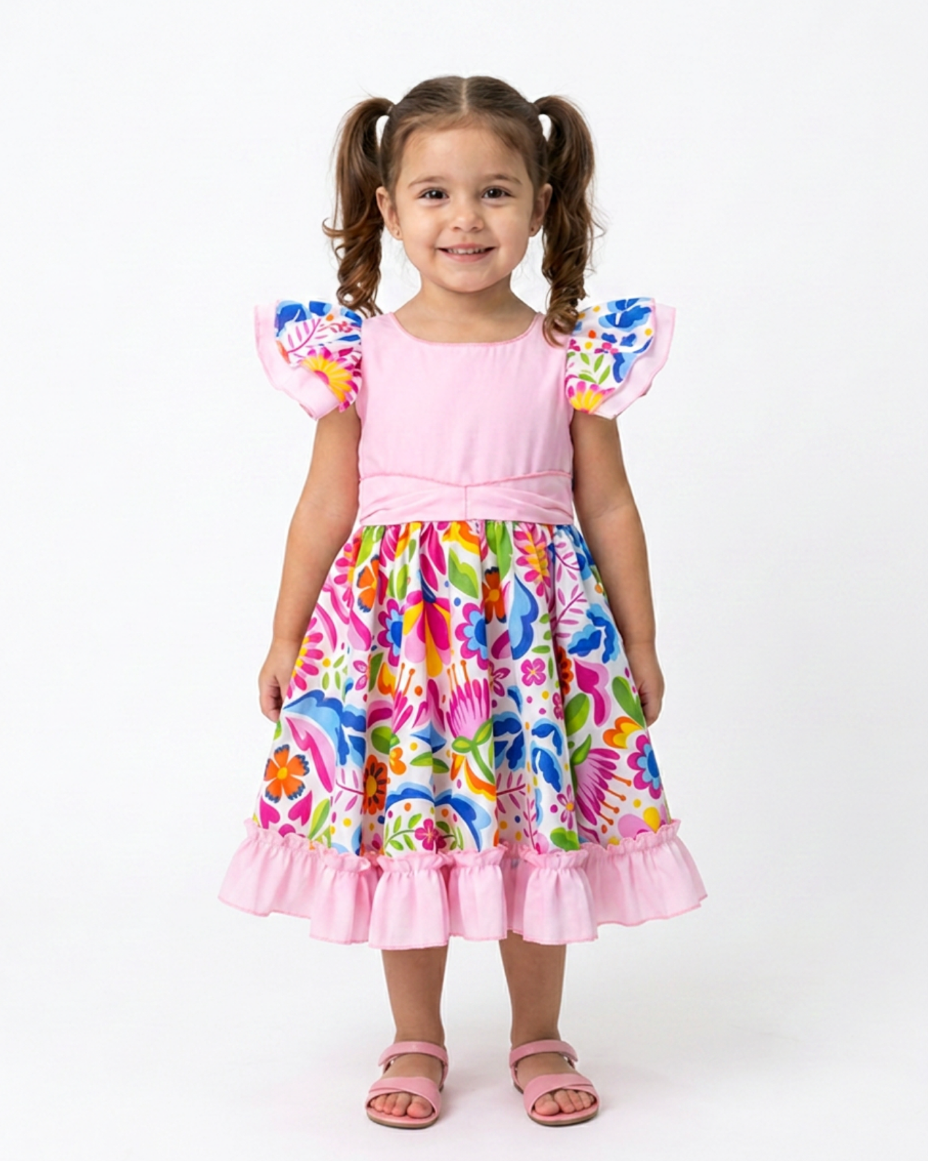 VESTIDO ADELITA TIPICO PATRIO ELEGANTE PETO ROSA PASTEL