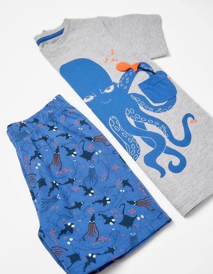 pijama 2 piezas, color azul print pulpo