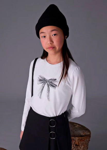 conjunto camiseta manga larga y falda remaches lateral