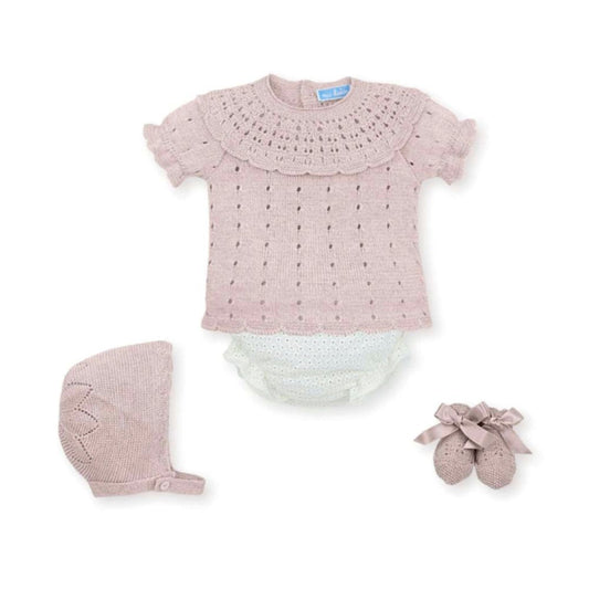 conjunto orquidea tejido para bebe