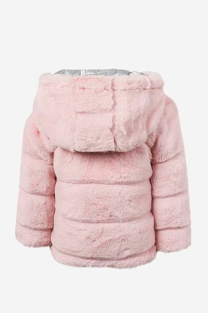Parka plata ahulado reversible, peliche rosa