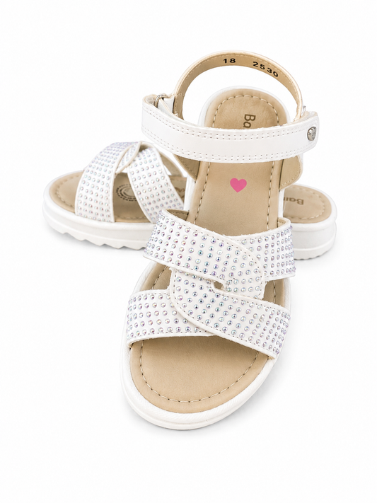 Huarache blanco entrelazado cristales
