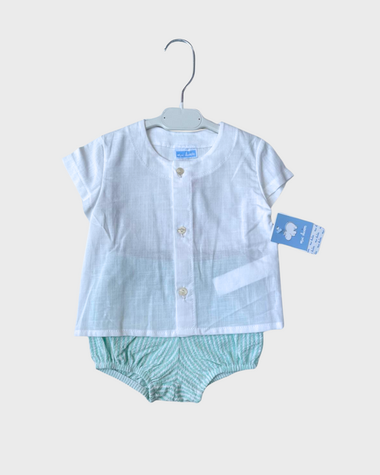 Conjunto camisa y calzón rayas menta