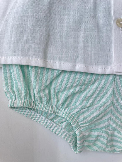 Conjunto camisa y calzón rayas menta