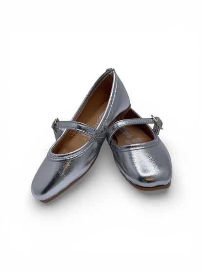 Zapato Plata Metalico Punta cuadrada