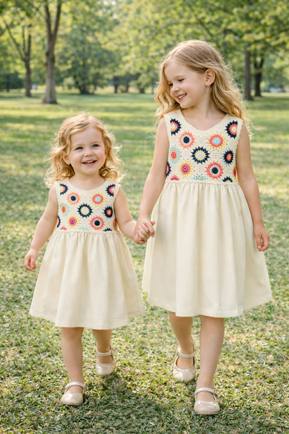 Vestido peto crochet color crudo