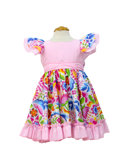 VESTIDO ADELITA TIPICO PATRIO ELEGANTE PETO ROSA PASTEL