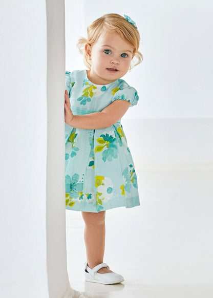 Vestido anis verde flores cinto