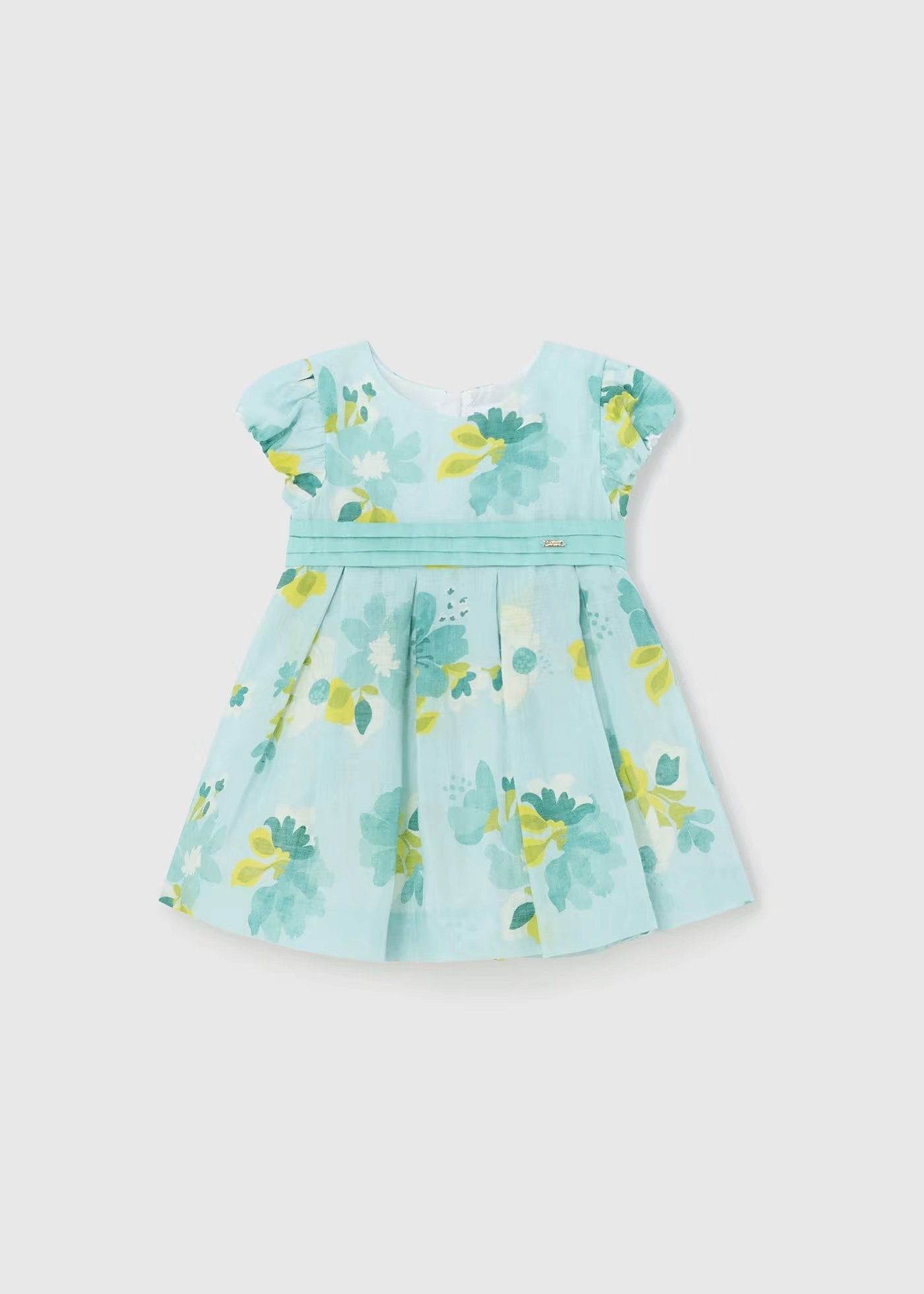 Vestido anis verde flores cinto