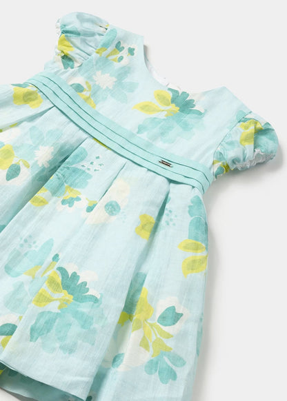 Vestido anis verde flores cinto