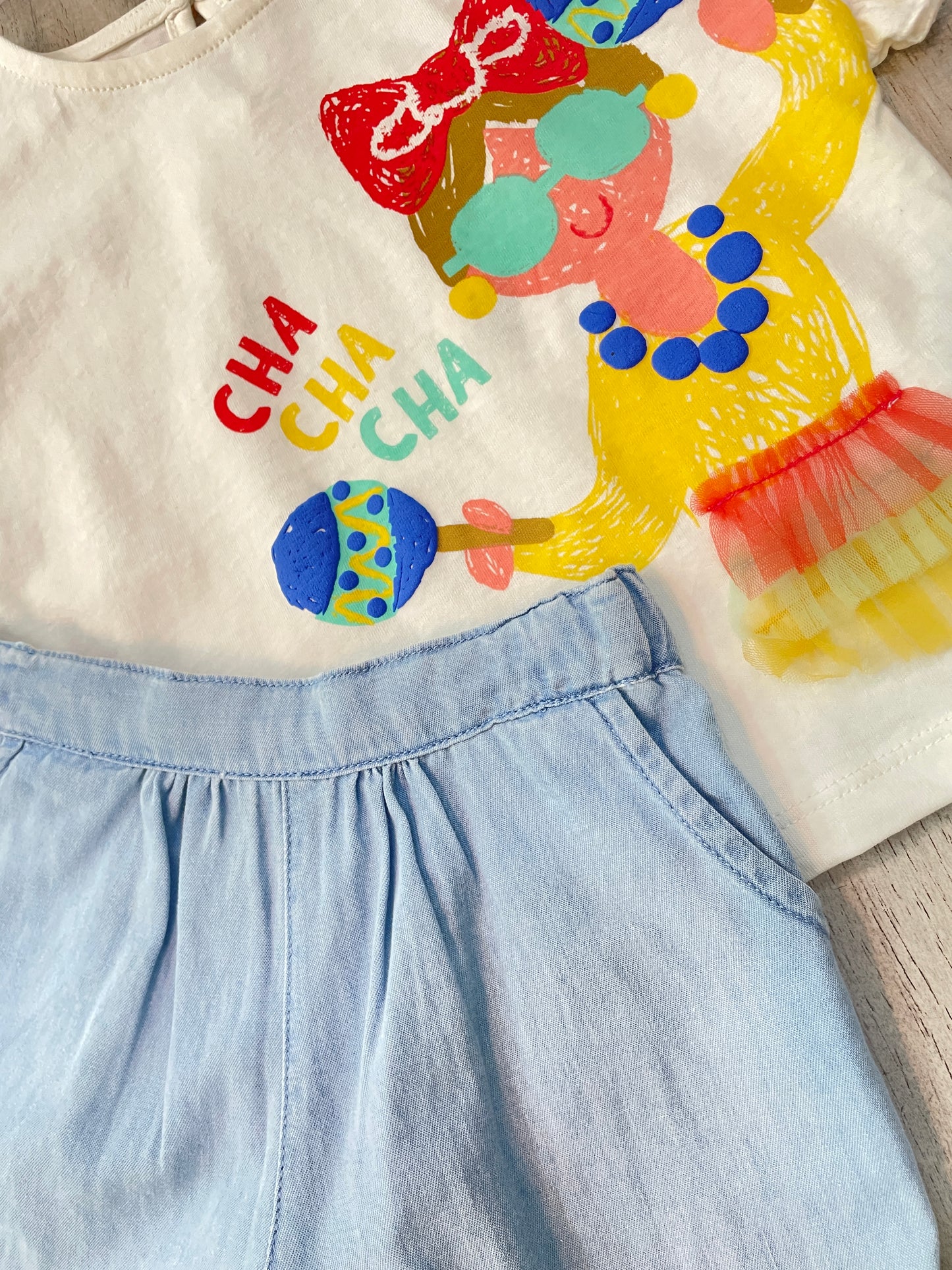 Set Blusa Blanca Short Denim