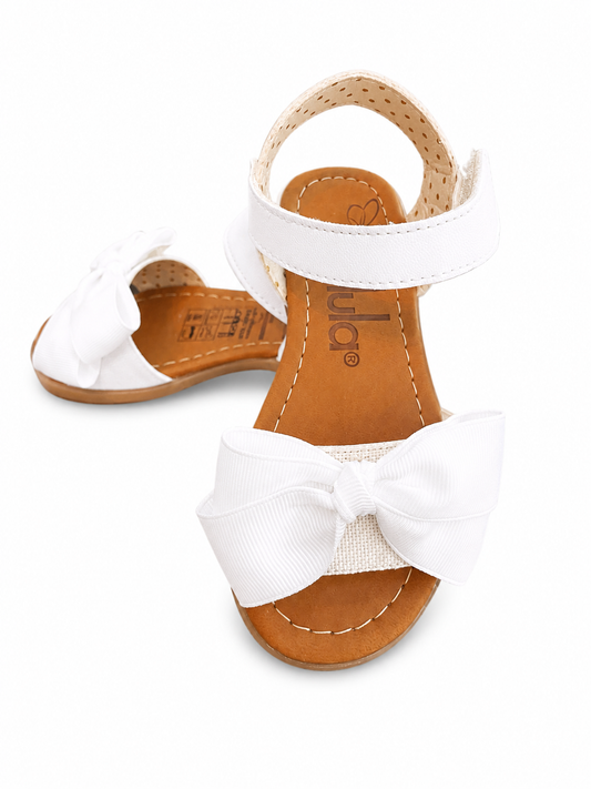 Huarache Juliette Manta Blanco Tira con Moño Cruzado