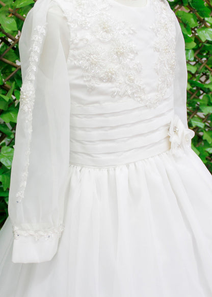 vestido primera comunión, manga 3/4 talla 10 y 12
