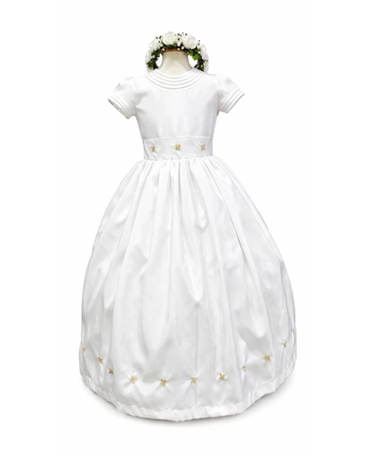 Vestido primera comunión, 3 flores en cintura talla 10