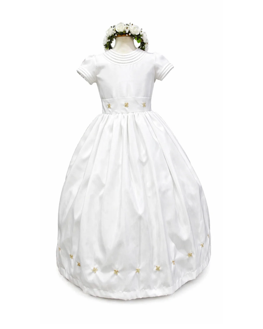 Vestido primera comunión, 3 flores en cintura talla 10