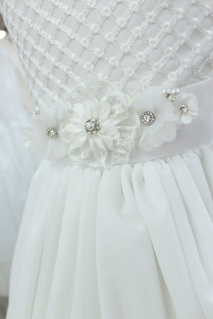 Vestido primera comunión color blanco sin mangas