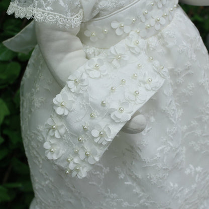 ropon color perla, flores con perlas