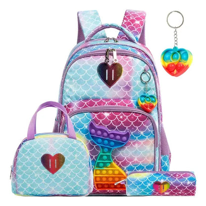 MOCHILA ESCOLAR 3 PIEZAS POPIT SIRENA