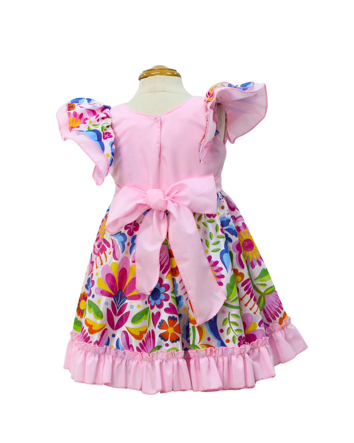 VESTIDO ADELITA TIPICO PATRIO ELEGANTE PETO ROSA PASTEL