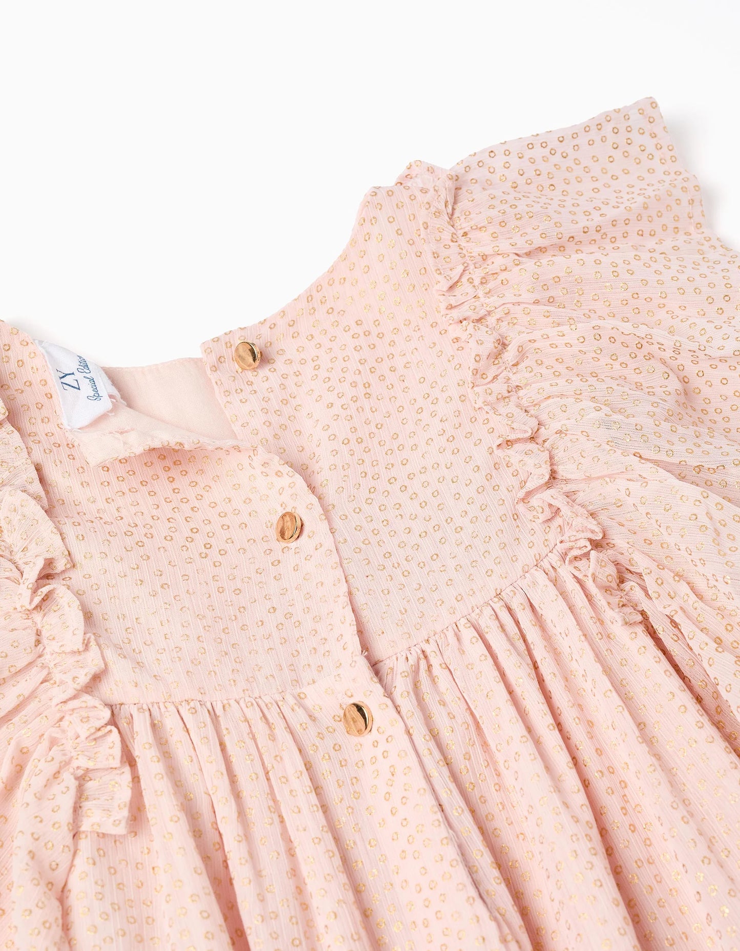 Vestido crepe rosa claro