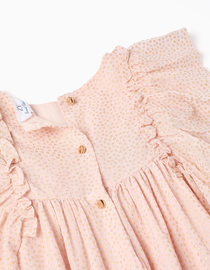 Vestido crepe rosa claro