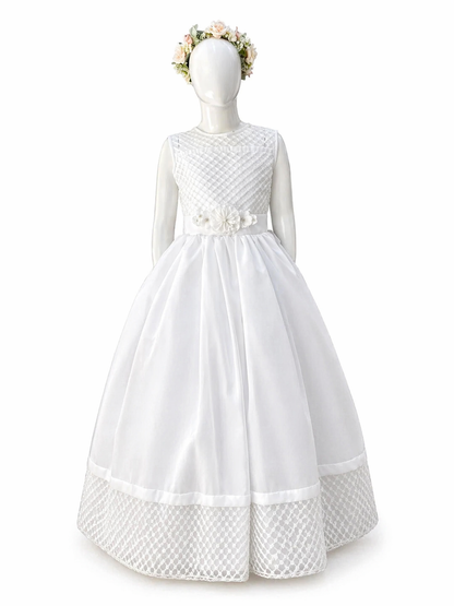 Vestido primera comunión color blanco sin mangas