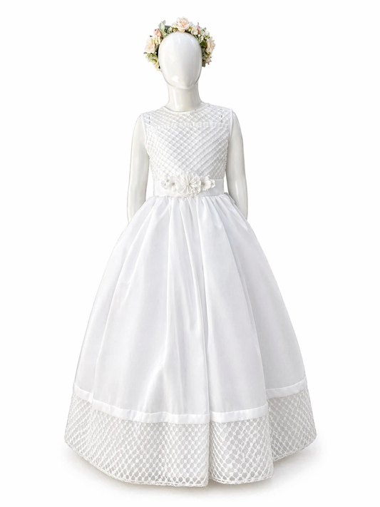 Vestido primera comunión color blanco sin mangas