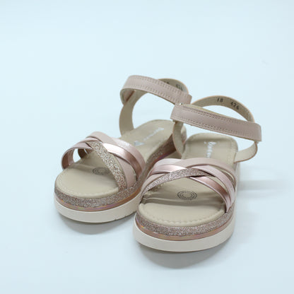 Huarache trenza nude, cierre con hebilla