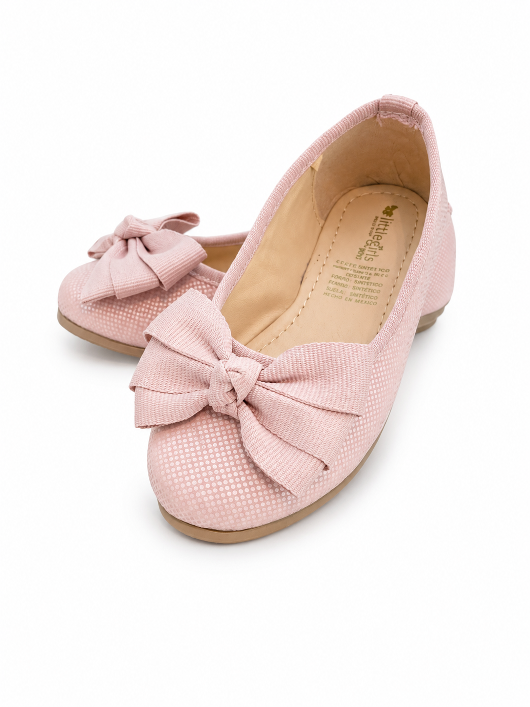 Zapato Rosa Chedron Textura Moño Triple en Centro Nudo