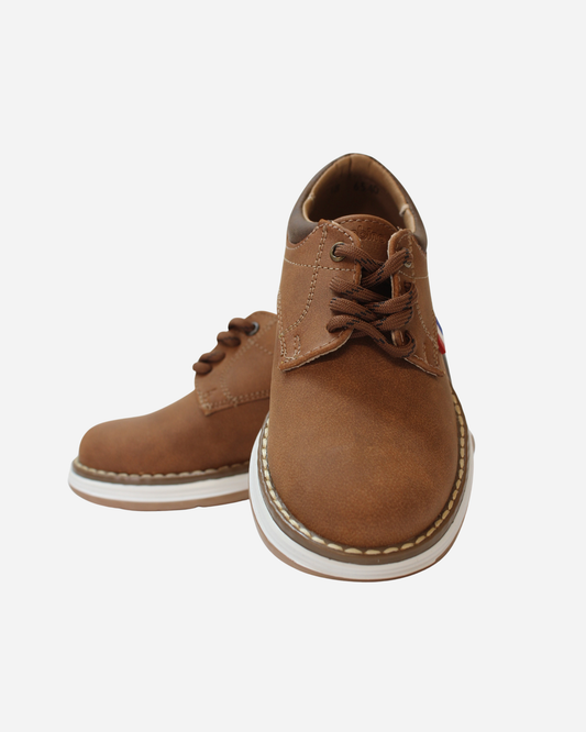 Zapato color camel con jareta bicolor