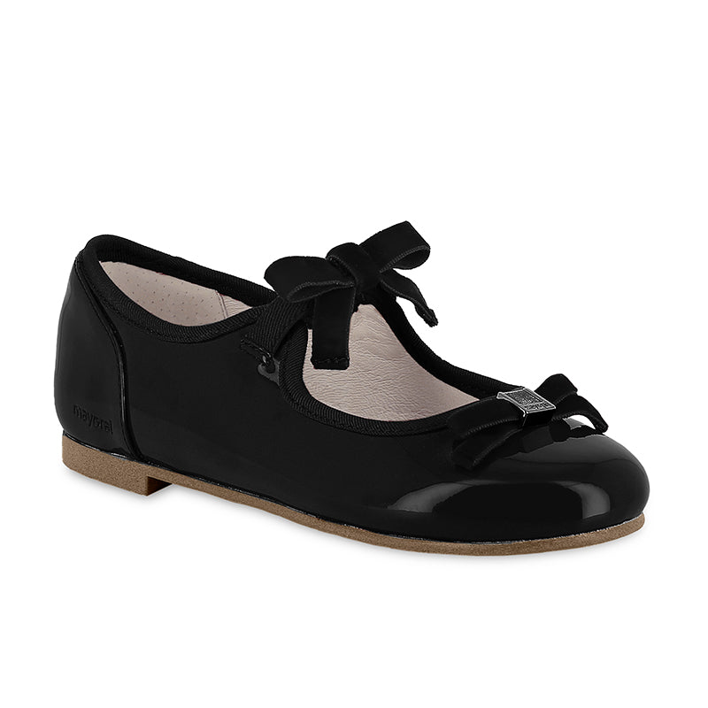 balerina charol negro, doble moño