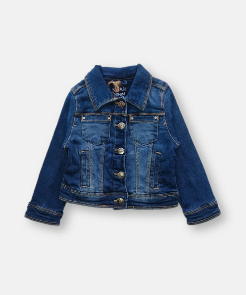 cazadora denim corte vaquero con destellos en bolsas