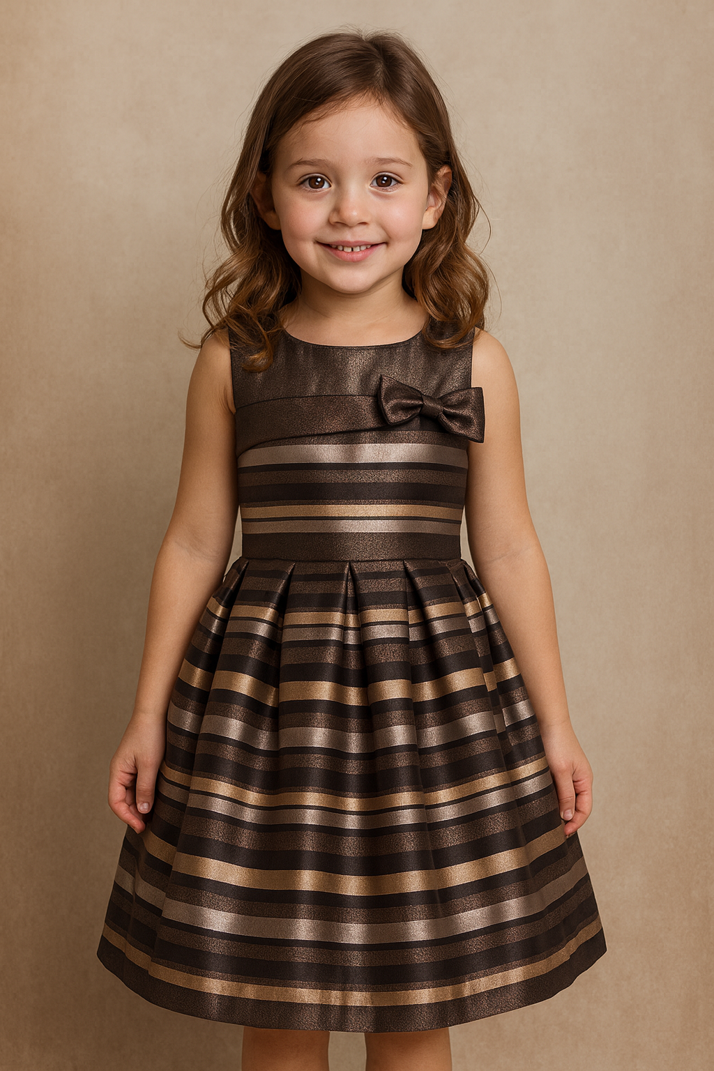 Vestido Lineas horizontales Oro y Negro