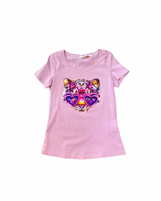 Blusa Muave Leopardo Rosa